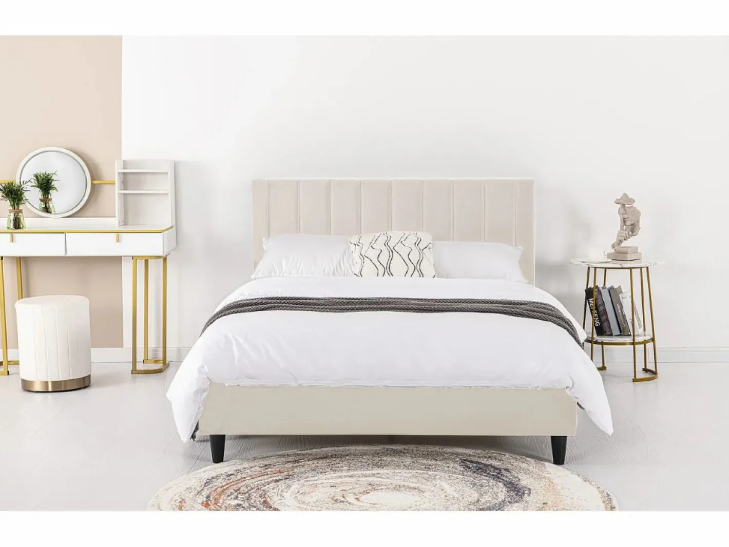 Concept-Usine Cama de terciopelo 160x200 CAMBRIDGE Beige Sale