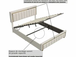 Cama Terciopelo|Cama Con Canapé|Cama de terciopelo con canapé de 160x200 cm - con palanca neumática - con somier de láminas -