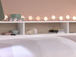 Vente-unique Cama Infantil|Cama de 90x200 cm con cajones y estantes, acabado blanco y natural + Somier de láminas - PAULETTE
