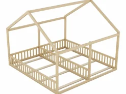 Merax Cama Montessori|Cama doble cabina - 2 x 90 x 200 cm - madera de pino + MDF - color natural