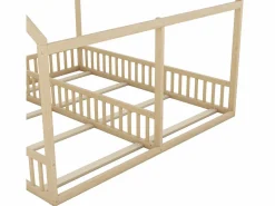 Merax Cama Montessori|Cama doble cabina - 2 x 90 x 200 cm - madera de pino + MDF - color natural