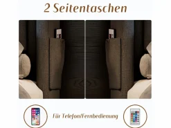 Merax Cama Con Canapé|Cama Con Almacenaje|Cama doble canapé tapizada - 140 x 200 cm - Colchón + Leds + 4 cajones + Cabecero con USB - Tejido de algodón -