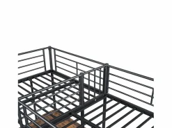 Merax Cama Alta|Cama doble entreplanta - 2 x 90 x 200 cm - con escritorio de esquina y escalera - metal -