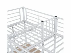 Merax Cama doble entreplanta - 2 x 90 x 200 cm - con escritorio esquinero y escalera - metal - Blanco New