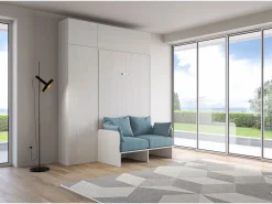 ITAMOBY Cama doble plegable francesa Kentaro de 140 cm con sofá y muebles de fresno , azul claro Blanco Sale
