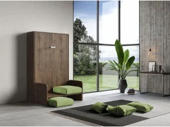 ITAMOBY Cama doble plegable francesa Kentaro de 140 cm con sofá de nogal, color verde Marru00f3n New