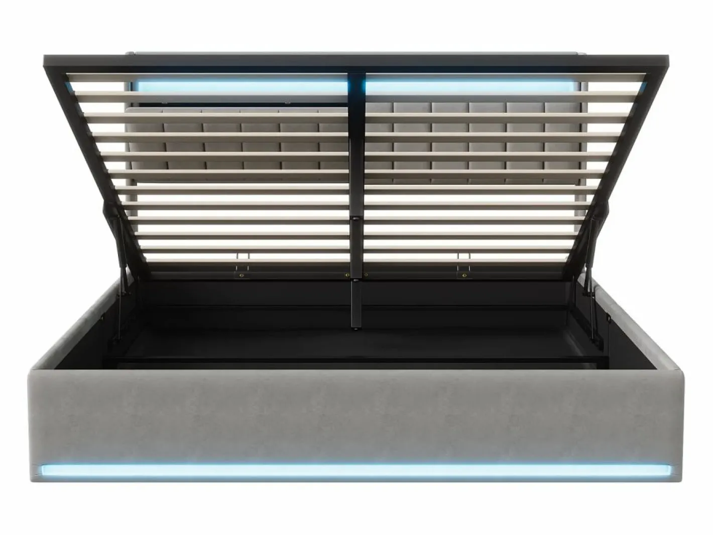 Cama Terciopelo|Cama Con Canapé|Cama doble 160x200cm con iluminación LED y almacenaje hidráulico - cabecero con puertos USB y compartimentos de almacenaje - terciopelo -