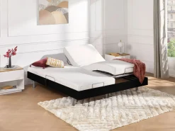 Cama eléctrica de relax decorativa somier colchón de muelles ensacados 80 x 200 cm Tela Gris RIZALI^Ysmée Best