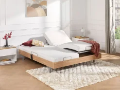 Ysmée Colchón Relax|Colchón Látex|Cama eléctrica de relax decorativa somier colchón de espuma viscoelástica 2x90x200cm Tela Beige MENASINA