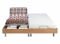 Ysmée Cama Articulada|Cama eléctrica de relax decorativa somier colchón de látex 3 zonas 90 x 200 cm Tela Gris PANISOLA