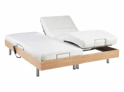 Ysmée Cama eléctrica relax deco somier colchón látex 3 zonas 90x200 cm Tela Beige PANISOLA Color natural claro Discount