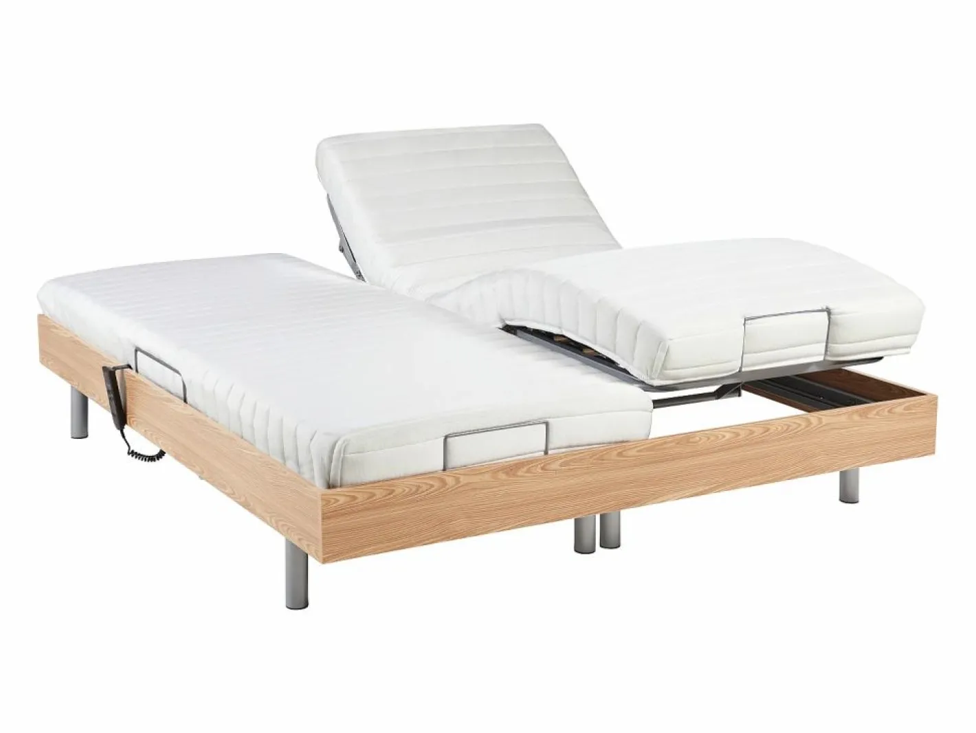 Ysmée Cama eléctrica relax deco somier colchón látex 3 zonas 90x200 cm Tela Beige PANISOLA Color natural claro Discount