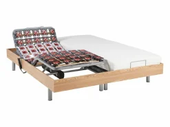 Ysmée Cama eléctrica relax decorativa somier colchón látex 3 zonas 2x80x200cm Tela Beige PANISOLA Color natural claro Clearance