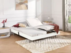 Ysmée Cama Articulada|Cama eléctrica relax decorativa somier colchón látex 3 zonas 80 x 200 cm Tela Gris PANISOLA