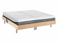 Ysmée Cama Articulada|Cama eléctrica relax, espuma viscoelástica HESIODE - gris topo 2 x 80 x 200 cm