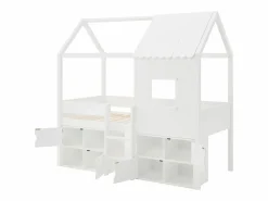 Vente-unique Cama Montessori|Cama elevada estilo cabaña 90 x 190 cm en pino y MDF en color + colchón - VALESKIA