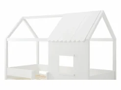 Vente-unique Cama Montessori|Cama elevada estilo cabaña 90 x 190 cm en pino y MDF en color + colchón - VALESKIA