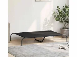 Clicnbuy Cama elevada para perros negra 130x80x20 cm tela Oxford y acero Negro New