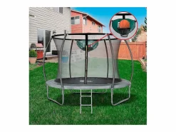 Cama elástica con red interior y canasta de baloncesto "jumper" Ø3,70 m - Gris^Habitat et jardin New