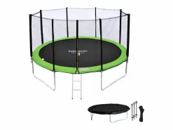 Cama elástica de 430cm reversible /verde, Pack trampolín MELBOURNE + red de seguridad + escalera + lona + kit de anclaje.^Happy Garden New