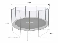 Happy Garden Cama Elástica|Cama elástica de 370cm reversible /azul, Pack trampolín PERTH + red de seguridad + escalera + lona + kit de anclaje.