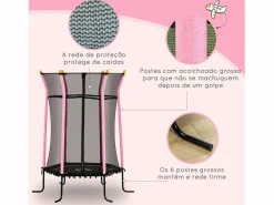 Homcom Cama Elástica|Cama elástica Garden red de seguridad + postes acolchados Ø163,5x190 cm