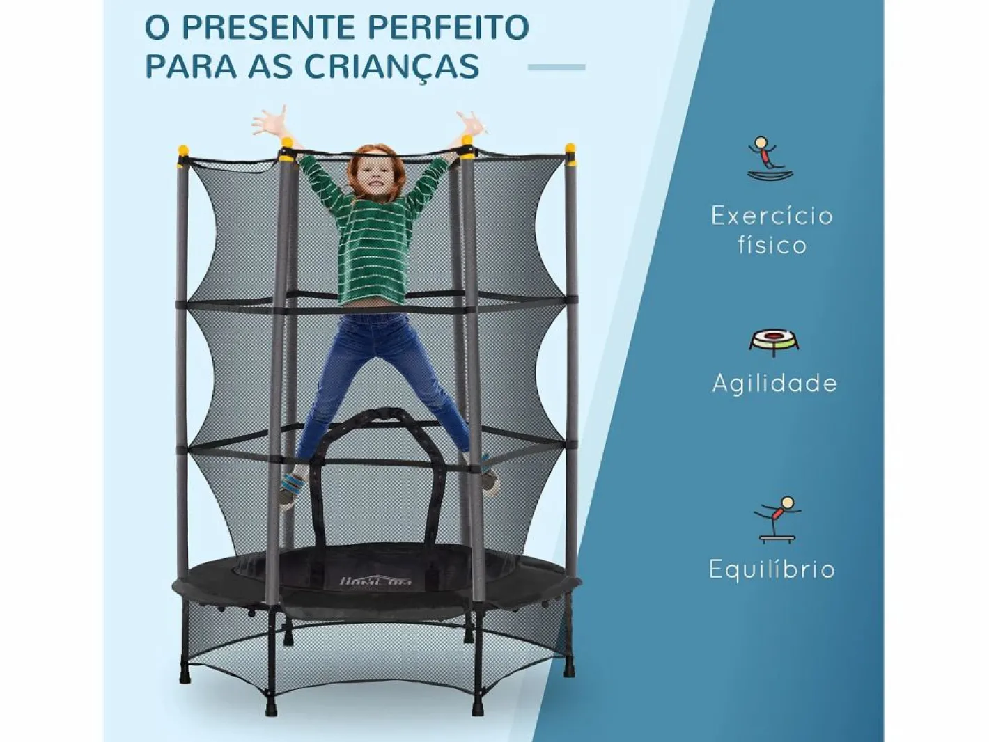 Cama elástica Jump entrada con cremallera y red de seguridad Ø140x190 cm^Homcom New