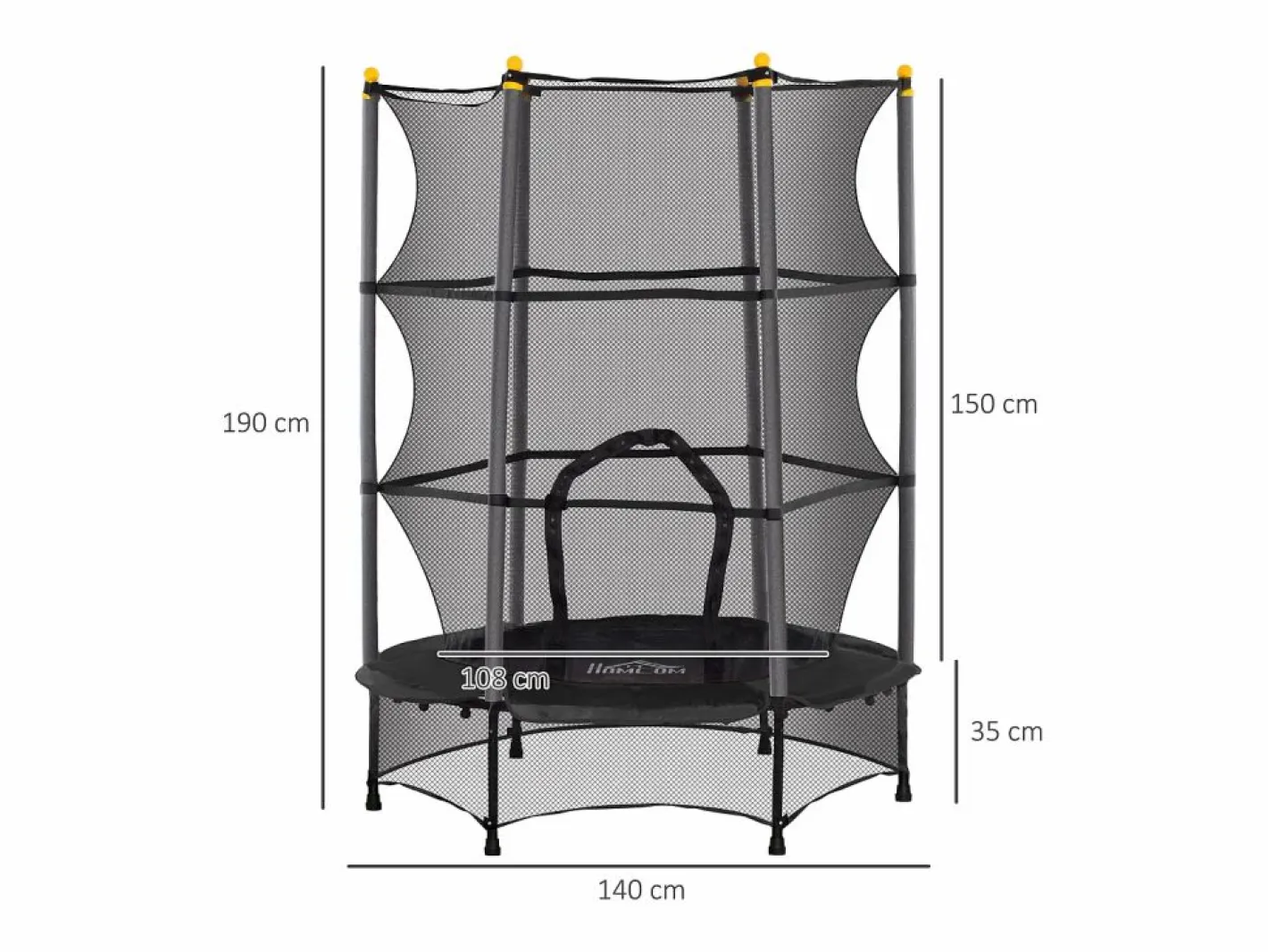 Cama elástica Jump entrada con cremallera y red de seguridad Ø140x190 cm^Homcom New