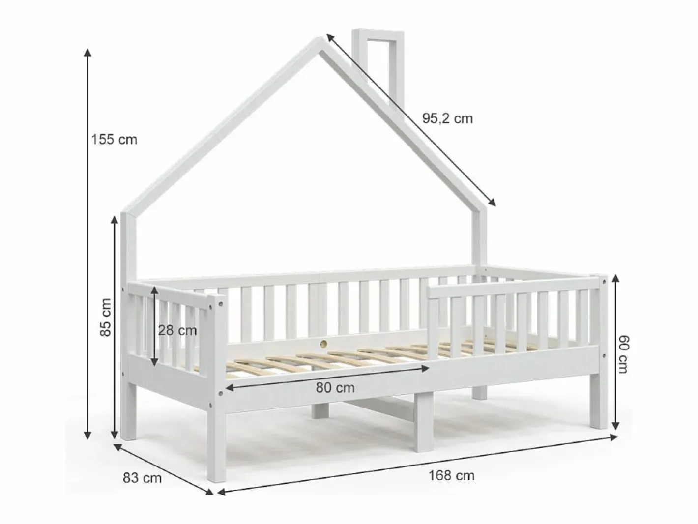 Vicco Cama en forma de casa 168x83x155 noemi Blanco New