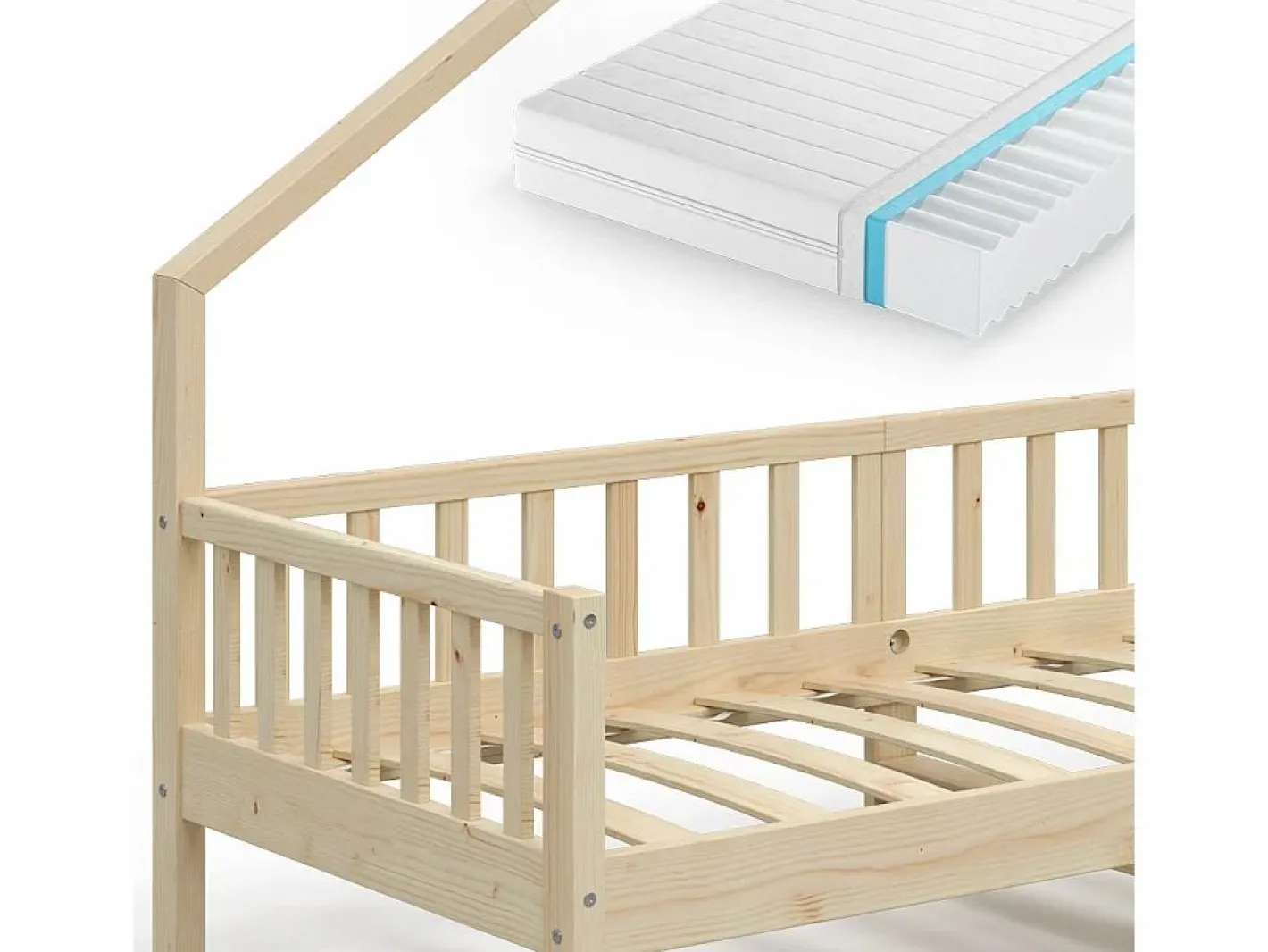 Vicco Cama en forma de casa madera natural 208x93x155 noemi Color natural claro Discount