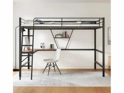 Cama entrepiso de hierro - 90x200 cm - con escritorio esquinero y estante -^ModernLuxe Discount