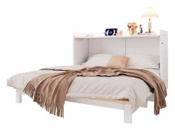 Cama escamoteable 140x200 cm - con puerto USB + toma eléctrica - con iluminación LED - Cama convertible - ​ (colchón no incluido)^ModernLuxe Best