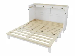 Cama escamoteable 140x200 cm - con puerto USB + toma eléctrica - con iluminación LED - Cama convertible - ​ (colchón no incluido)^ModernLuxe Best