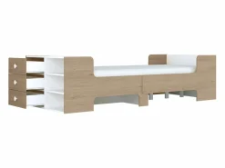 Vente-unique Cama evolutiva 90 x 140/170/190 cm con almacenamiento natural y blanco - GAROLIO Color natural claro / Blanco Hot