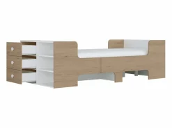 Vente-unique Cama evolutiva 90 x 140/170/190 cm con almacenamiento natural y blanco - GAROLIO Color natural claro / Blanco Hot