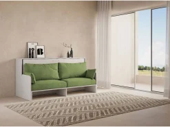 Cama individual abatible Kando con sofá y colchón de fresno blanco, color^ITAMOBY