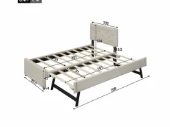ModernLuxe Cama Diván|Cama individual de terciopelo con cama nido 90x200cm -