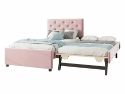 Cama individual de terciopelo con cama nido 90x200cm -^ModernLuxe Clearance