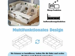 Merax Cama infantil 90 x 200 cm con 4 cajones + librería y mueble de almacenaje - MDF - Blanco Best