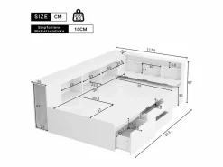 Merax Cama infantil 90 x 200 cm con 4 cajones + librería y mueble de almacenaje - MDF - Blanco Best
