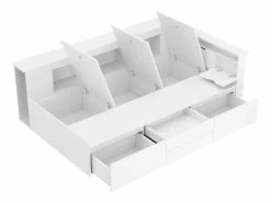 Merax Cama infantil 90 x 200 cm con 4 cajones + librería y mueble de almacenaje - MDF - Blanco Best