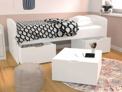 Cama infantil blanca con 2 cajones y un arcón mesa de centro 90 x 190 cm LOUANE^Vente-unique Sale