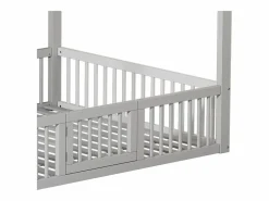 Cama infantil blanca de 140 x 200 cm con puerta de seguridad y láminas de somier, sin colchón^OKWISH Best