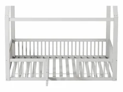 Cama infantil blanca de 140 x 200 cm con puerta de seguridad y láminas de somier, sin colchón^OKWISH Best