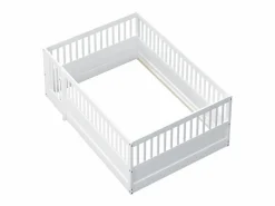 Cama infantil blanca tipo cabina de 140x200cm con estructura de cama y puerta pequeña (sin colchón ni estructura de cama)^Hauss Spole Discount