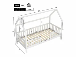 Merax Cama Montessori|Cama infantil cabina 90 x 200 cm con cabecero - Pino + Tablero de partículas + Contrachapado - (sin colchón)