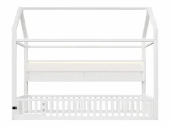 Hauss Spole Cama Montessori|Cama infantil cabina 90x200 cm con estantes de almacenaje e iluminación LED - Sin somier -