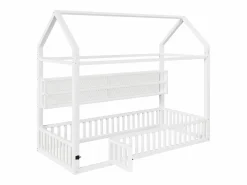 Hauss Spole Cama Montessori|Cama infantil cabina 90x200 cm con estantes de almacenaje e iluminación LED - Sin somier -
