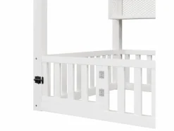Hauss Spole Cama Montessori|Cama infantil cabina 90x200 cm con estantes de almacenaje e iluminación LED - Sin somier -