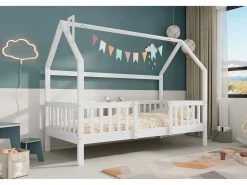 Cama infantil cabina 90x200 cm con base - cama juvenil con protección anticaída - madera - (sin colchón)^ Clearance